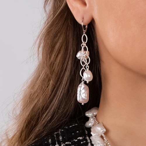 Серьги Lanzerotti, Splendore, асимметричные, с жемчугом, LZ-24.08-325 серебристый фото 2