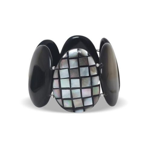 Браслет Nature Bijoux, Rivoli, стрейч, смола и перламутровая мозайка, NB26.2-13-44643 черный