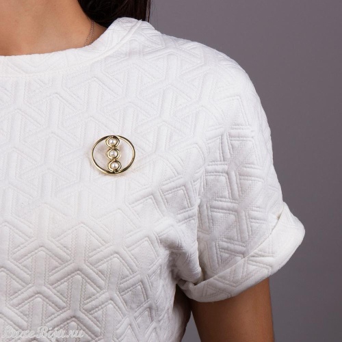 Брошь Ciclon, Unique, металл, жемчуг, CN-ORO904 белый фото 2