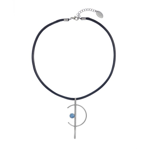 Колье Catherine Bijoux, Half moon, с кристаллом, CB25.1-5357AS голубой