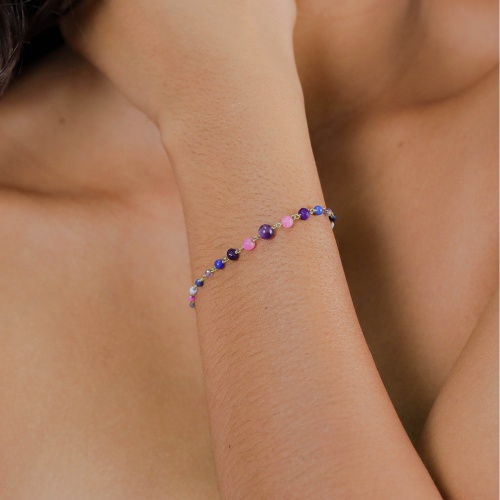 Браслет Franck Herval, Mellina, аметист, лазурит, говлит, бусины, нефрит, FH26.1-13-73240 синий фото 3