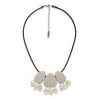 Колье Nature Bijoux, Bora Bora, кожаное, прессованный песок, жемчуг, NB26.2-15-43954 серый