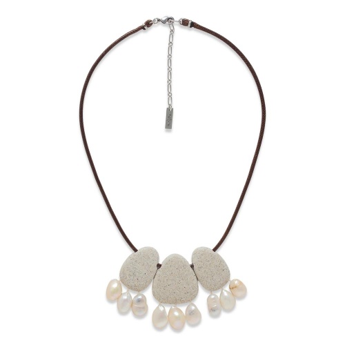 Колье Nature Bijoux, Bora Bora, кожаное, прессованный песок, жемчуг, NB26.2-15-43954 серый