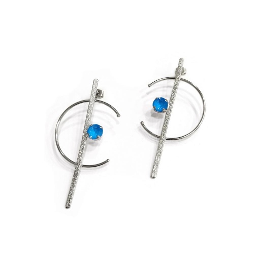 Серьги Catherine Bijoux, Half moon, с кристаллом, CB25.1-5357FS голубой