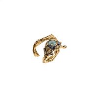 Кольцо Alcozer&J, с изумрудом и кристаллом Swarovski, AL2502-A68WR24 золотистый