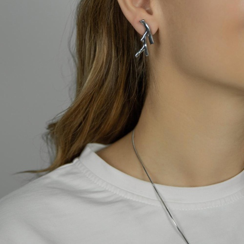 Серьги Moon Paris, Steel, ветвь, MS-26.01-014 серебристый фото 2