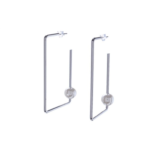 Серьги Moon Paris, Ringo, "Геометрия", с акриловой бусиной, MR-22.12-192 серебристый