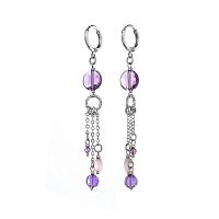 Серьги Lanzerotti, Iris, с аметистом и кошачьим глазом, LZ-26.03-070 фиолетовый