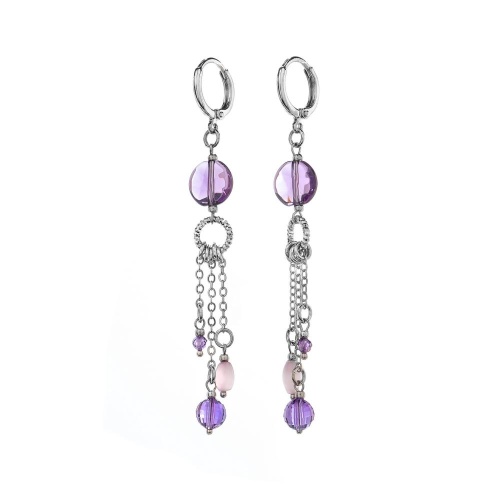 Серьги Lanzerotti, Iris, с аметистом и кошачьим глазом, LZ-26.03-070 фиолетовый