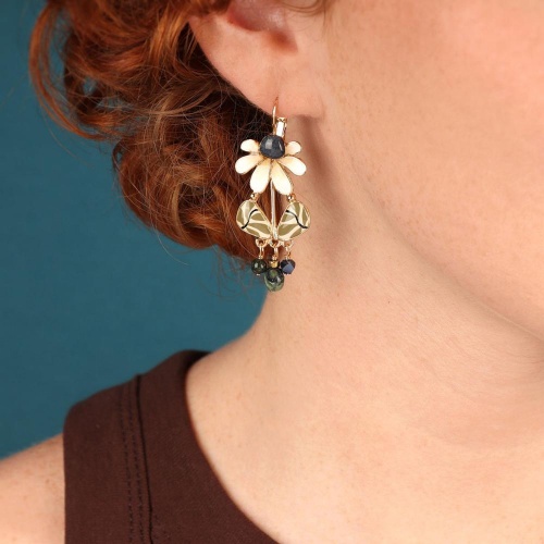 Серьги TARATATA, Zen, стек.бусина, яшма Камбаба, гематит, агат, TT-W25-07771-20M золотистый фото 2