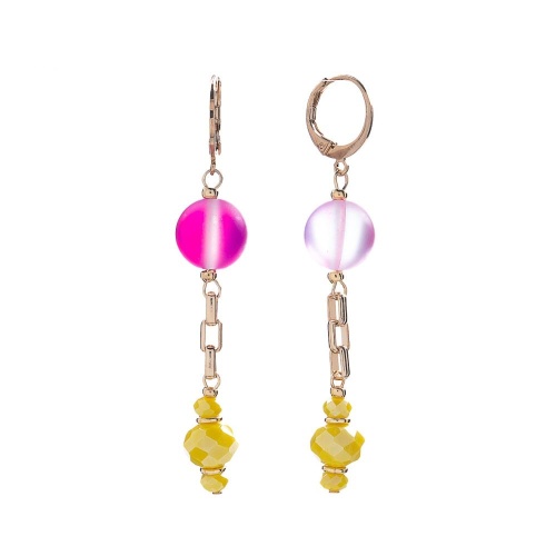 Серьги Lanzerotti, Montpasier, с цветными кристаллами и цепью, LZ-22.06-152 розовый