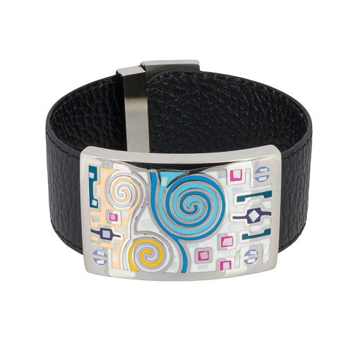 Браслет Fiore Luna на кожаном черном ремешке, CB01319-14 M/S фото 3