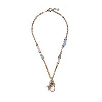 Колье Alcozer&J, аквамарин,кварц, гранат, жемчуг, изумруд, AL-C68FD25-R розовый