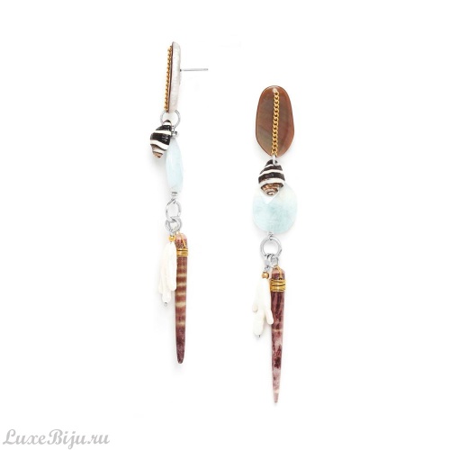 Серьги Nature Bijoux, Barbade, перламутр,ракушка,аквамарин,жемчуг,еж, NB22.1-12-77090 коричневый фото 2