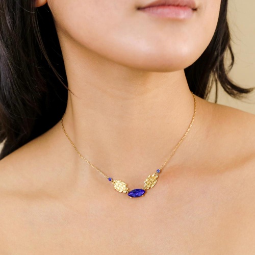 Колье Franck Herval, Charlie, с кристаллом Swarovski и лазуритом, FH26.2-15-64700 синий фото 3