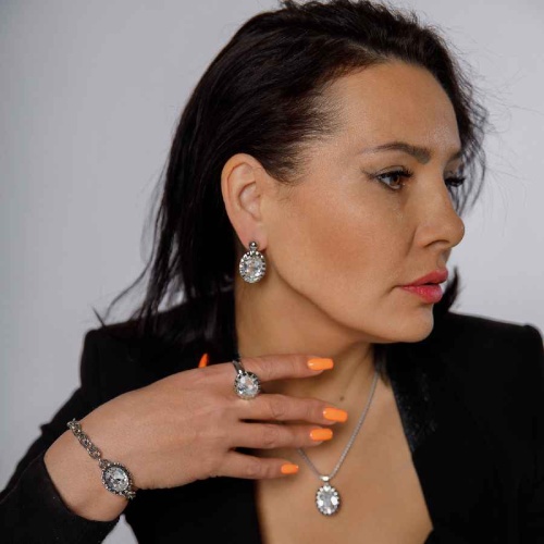 Серьги Qudo TIVOLA UNICA big (S/P) Crystal 2,65cm, 332000 фото 2