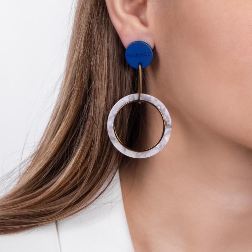 Серьги Nuance, асимметричные, с кольцом, NFN-24.04-060 синий фото 3