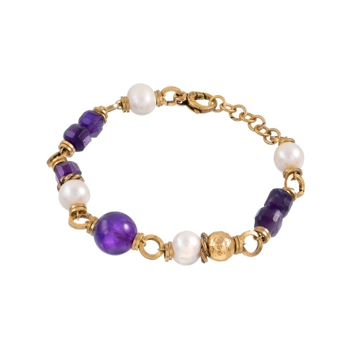 Браслет Alcozer&J, с жемчугом и аметистом, AL-B48AV26-R фиолетовый