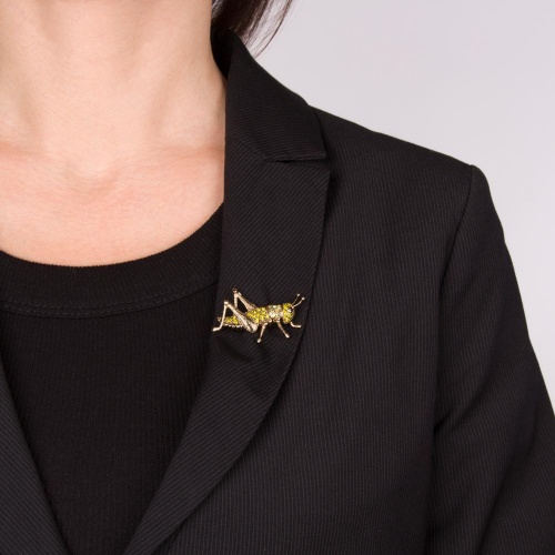 Брошь Moon Paris, Nord, кузнечик, с кристаллами, MoS-21.10-013 бронзовый фото 3