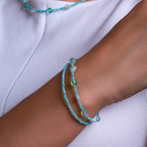 Браслет Lanzerotti, Ispirazione, двойной, амазонит, перламутр, хрусталь, LZ-24.10-407 бирюзовый фото 2