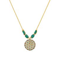 Колье TARATATA, Fuchsia, смола, стеклянные бусины, золотая краска, TT-E25-02103-207 зеленый