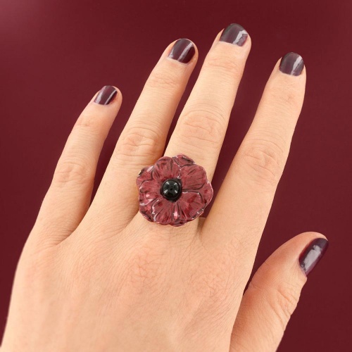 Кольцо TARATATA, Carmen, разъемное, смола, слюдяной порошок, агат, TT-W25-04405-203 красный фото 3