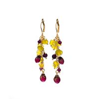 Серьги Lanzerotti, Erbario, с жадом, жемчугом, рубином и розами, LZ-26.02-062 зеленый