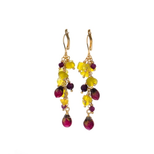 Серьги Lanzerotti, Erbario, с жадом, жемчугом, рубином и розами, LZ-26.02-062 зеленый