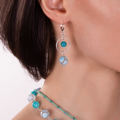 Серьги Lanzerotti, Atlantide, с агатом и амазонитом, LZ-23.03-097 голубой фото 3