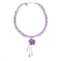 Колье Lanzerotti, Erbario, двойное, с аметистом и цветком, LZ-26.02-058 сиреневый