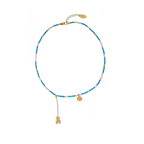 Колье Lanzerotti, Marino, с жемчугом, бирюзой и перламутром, LZ-25.06-133 голубой