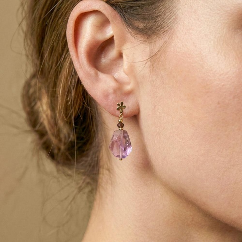 Серьги Nature Bijoux, Belle de nuit, с дымчатым кварцем и аметистом, NB26.2-12-90830 сиреневый фото 2
