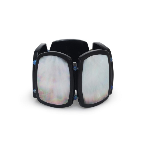 Браслет Nature Bijoux, Calypso, стрейч, с рогом, перламутром и лазуритом, NB26.2-13-44621 серый