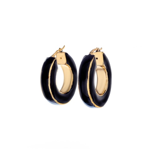 Серьги Francesca Bianchi, кольца, с эмалью, FB25.2-52S черный