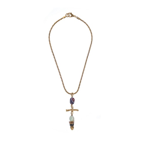 Колье Alcozer&J, с агатом и аквамарином, AL-C48EB25-R золотистый