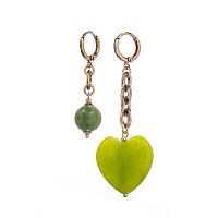 Серьги Lanzerotti, Verde, асимметрия, с подвесками из жада, LZ-24.12-555 зеленый