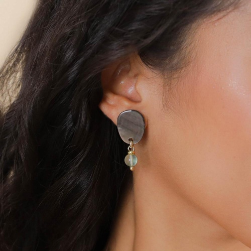Серьги Nature Bijoux, Fluorite, с перламутром и флюоритом, NB26.1-12-90585 серый фото 3