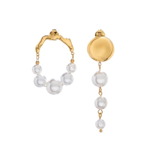 Серьги Moon Paris, Steel, асимметрия, с жемчужными бусинами, MS-26.01-013 золотистый