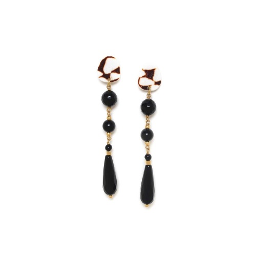 Серьги Nature Bijoux, Bagheera, с агатом и раковиной, NB24.1-12-79190 черный