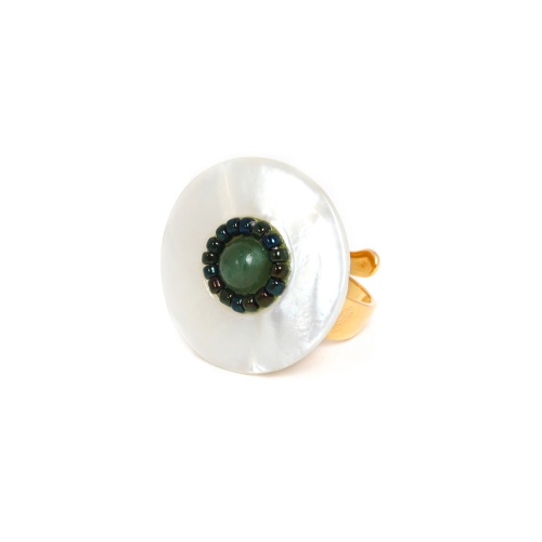 Кольцо Nature Bijoux, Papatea, разъемное,перламутр, авантюрин,бисер, NB22.1-19-24341 белый фото 4