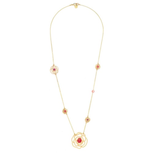 Колье Franck Herval, Camelia, кристаллы Swarovski, цветная эмаль,кварц, FH24.2-15-64222 золотистый