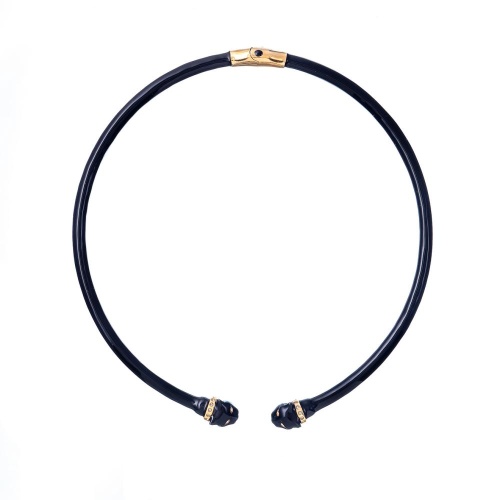 Колье Polina Firenze, гривна, пантера с эмалью и кристаллами, PF26.1-CL2182 черный