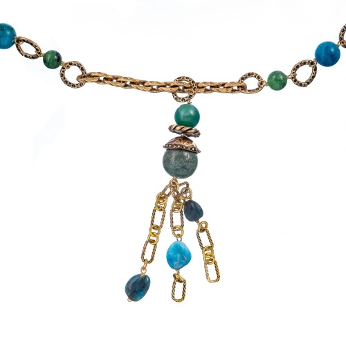 Колье Alcozer&J, с агатом и хризоколлой, AL-C58RS25-R синий фото 2