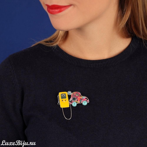 Брошь TARATATA, Mille Bornes, со стеклянными бусинами,пайетками,смолой, TT-H22-06207-105 желтый фото 2