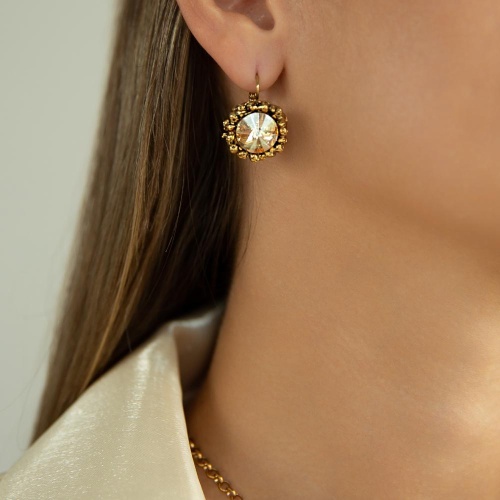 Серьги Celeste G, с кристаллом Swarovski, CS25.1-2082 янтарный фото 2