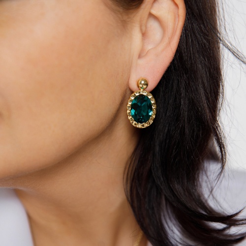 Серьги Qudo TIVOLA UNICA big (G/P) Emerald 2,65cm, 332049 фото 7