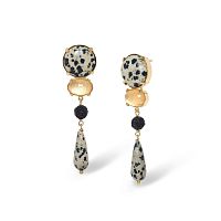 Серьги Nature Bijoux, Kinshasa, ракушка Capiz, смола, яшма, рудракша, NB26.2-12-90852 серый