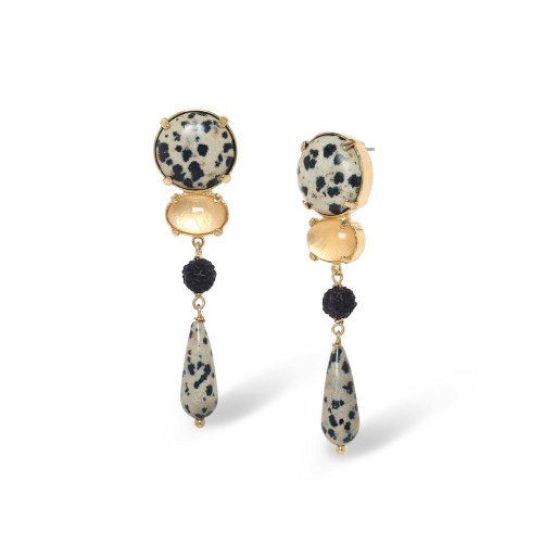 Серьги Nature Bijoux, Kinshasa, ракушка Capiz, смола, яшма, рудракша, NB26.2-12-90852 серый