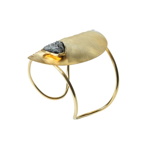 Браслет Katerina Vassou, Lulana, кафф, с друзой агата, KV25.2-308313G золотистый фото 2