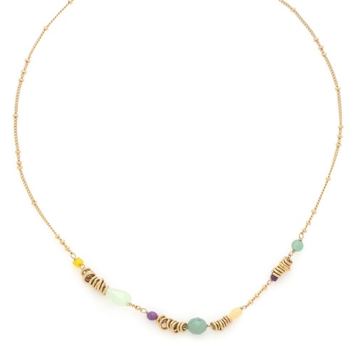 Колье Franck Herval, Celinda, авантюрин, арагонит, нефрит, бусины, FH25.2-15-64420 зеленый фото 2